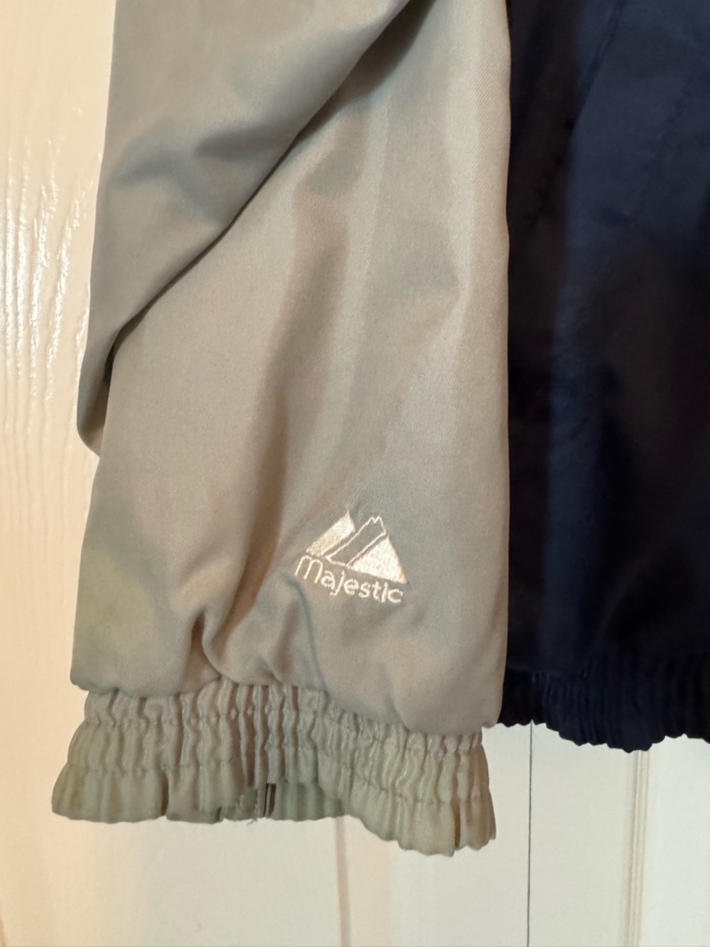 Vtg Majestic NY Yankees Blue Spell Out Nylon Wind Breaker Jacket XL 90's *stain - Picture 5 of 8